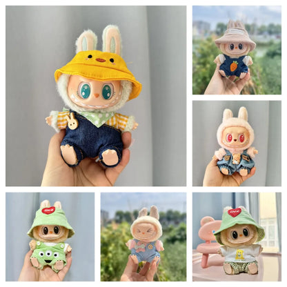 17cm Mini Plush Doll Clothes Set – Kpop EXO Labubu I & II Idol Dolls Sit Party Overalls, Clothing Gift