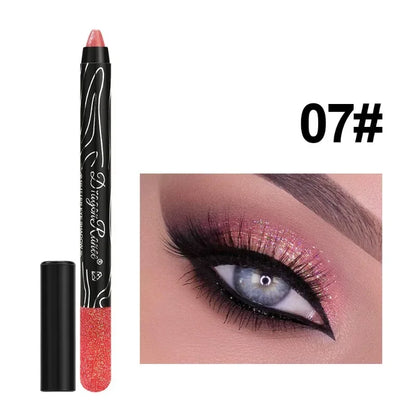 Shiny Pearlescent Highlighter Eyeshadow Pencil – Waterproof Glitter Eyeliner Gel Pen for Long-Lasting Makeup