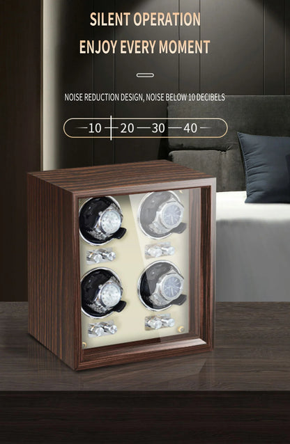 IBBETON Luxury Wood Watch Winder – High-End Automatic Watch Box (2/4/6 Slots) with Mabuchi Mute Motor & Storage Cabinet