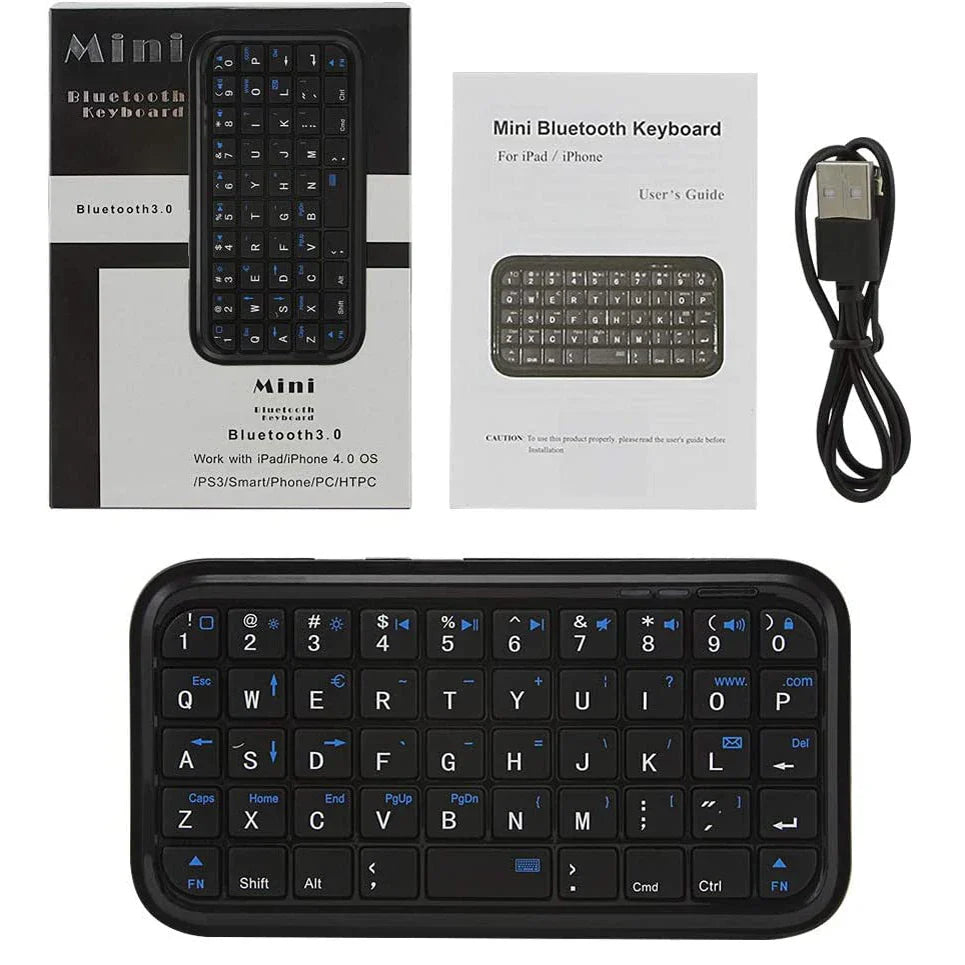 Mini Rechargeable Type-C Bluetooth 3.0 Keyboard – Slim 49-Key Wireless Keypad for Tablets & Smartphones