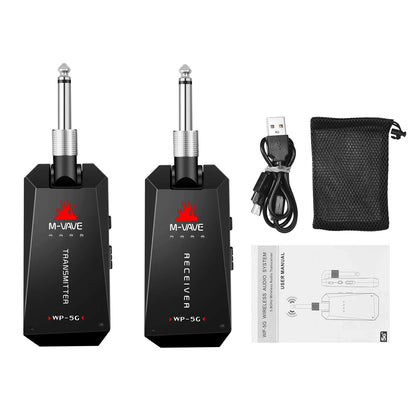 M-VAVE WP-5G Wireless Guitar System - 5.8G Rechargeable Audio Transmitter & Receiver with Type-C Cable for Guitar Amplifier