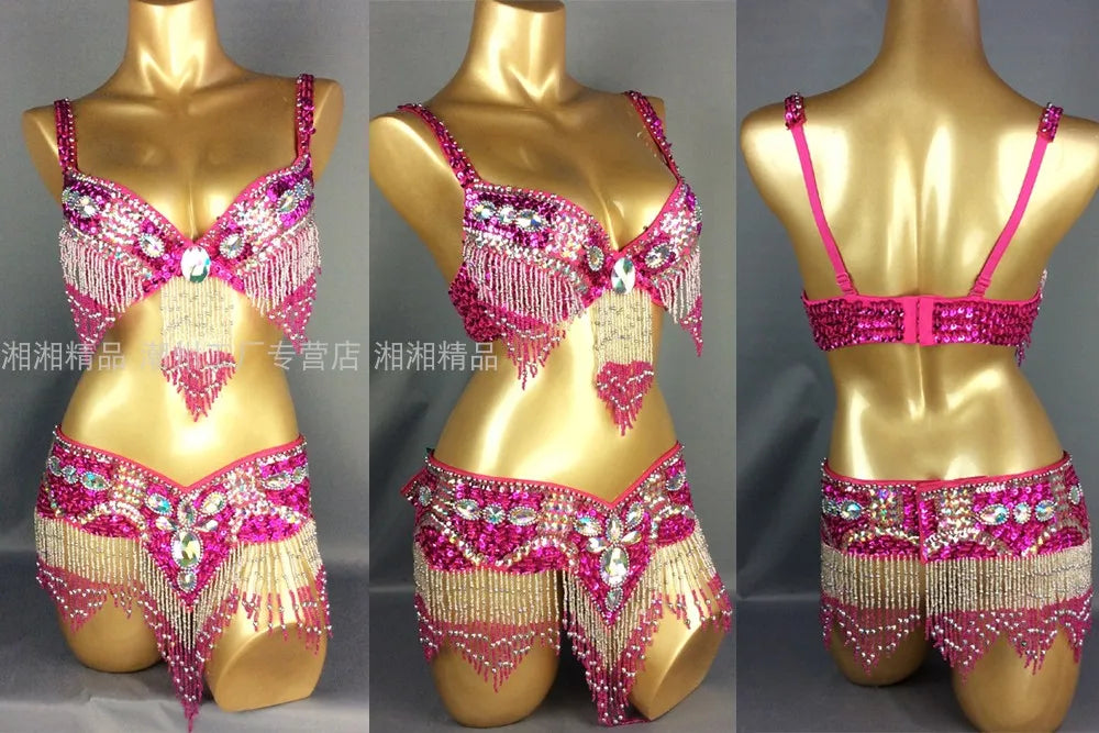 Sexy Girl Belly Dance Costume Set – Bra & Belt Set in 10 Colors for Ladies Bellydancing