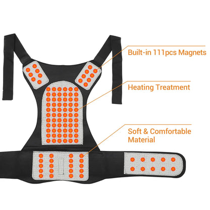 Tourmaline Magnetic Heated Vest — Self-Heating Thermal Waist Brace & Lumbar Support Corset for Posture Correction and Pain Relief