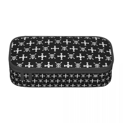Cute Custom One Piece Pencil Case – Large Capacity Straw Hat Pirates Skull Stationery Bag for Boys & Girls