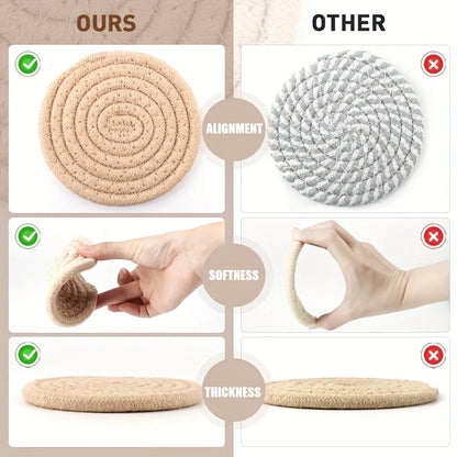 8-Piece High-Temperature Resistant Woven Coaster Set with Holder - Absorbent Cup Coasters for Coffee, Tea, and Drinks