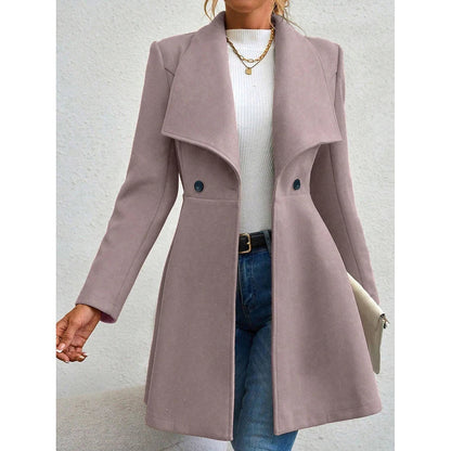 Mia Muse Women's Red Winter Coat – Long Sleeve Lapel Button-Up Work Outerwear for New Year & Valentine's Day Gift