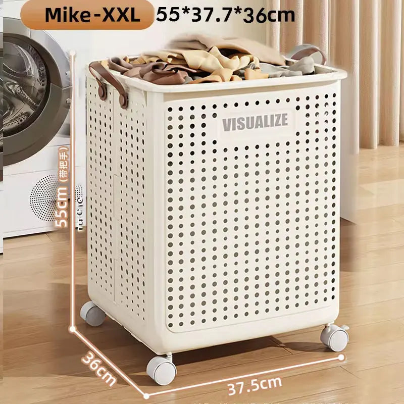 Foldable Laundry Hamper with Wheels — Portable Clothes Basket for Washing & Storage