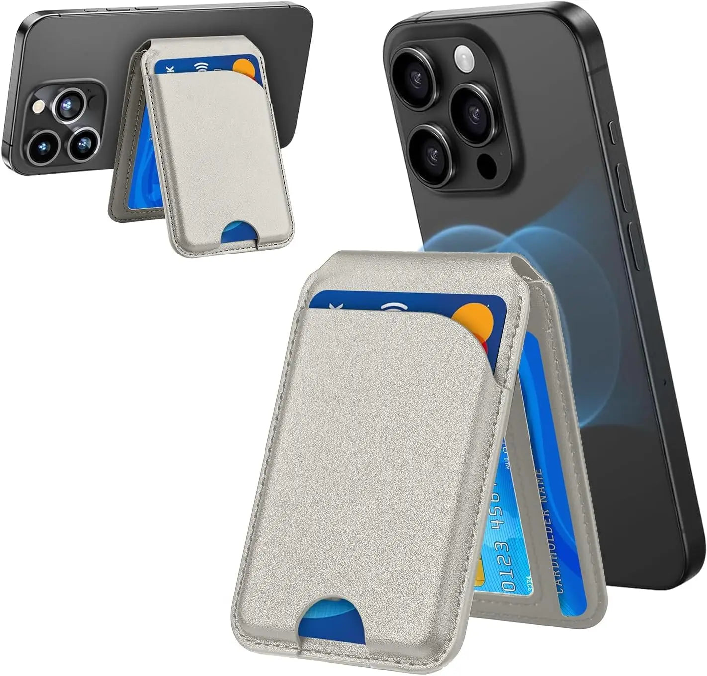 Minisopuru Magnetic Wallet & Phone Stand – Lightweight MagSafe Leather Card Holder for iPhone 12, 14, 15, 16
