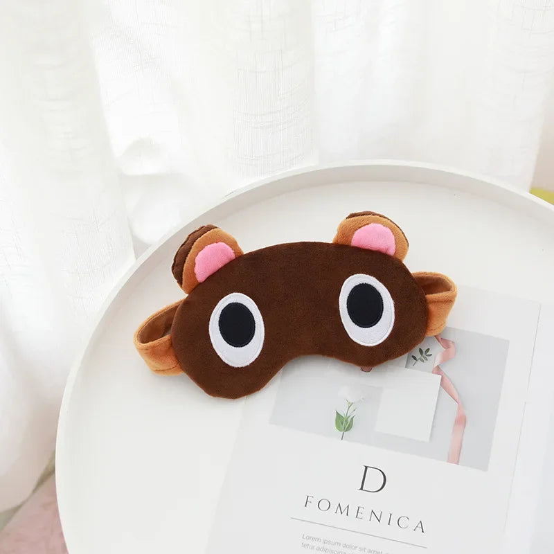 Animal Crossing Sleep Mask – Tom Nook & Timmy/Tommy Plush Eyeshade, Cute Cartoon Cosplay Eye Cover & Travel Blindfold