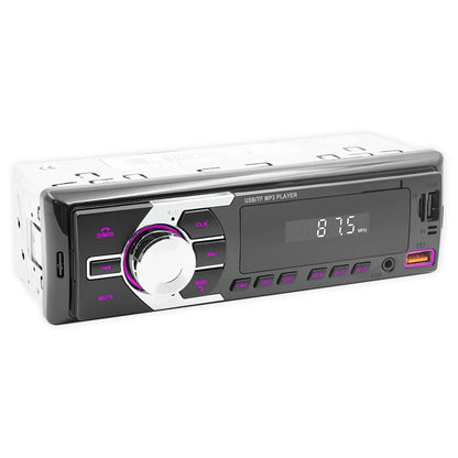 BQCC 1 Din Bluetooth Car Stereo - MP3 FM Radio with USB, TF, AUX, Dual USB & 7-Color LED Lights