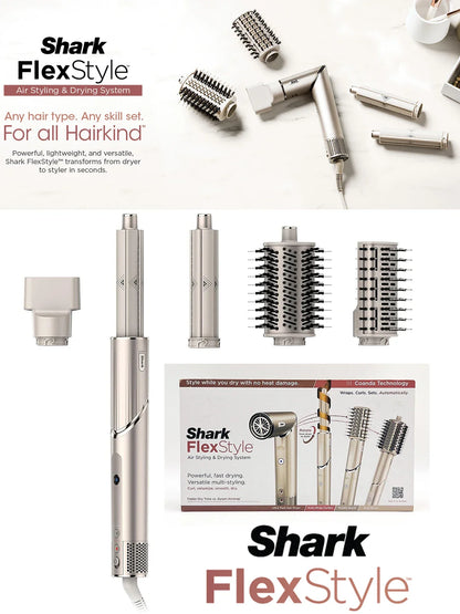 Shark HD430 FlexStyle Hair Dryer & Airwrap – Negative Ion Blow Dryer Brush, Multi-Styler with Auto-Wrap Curlers