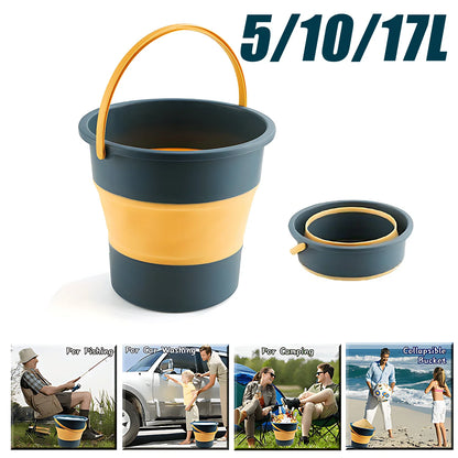 Multifunctional Portable Folding Bucket - Thickened Silicone, Ideal for Car Washing, Fishing, and Camping - Available in 5L, 10L, 17L Sizes