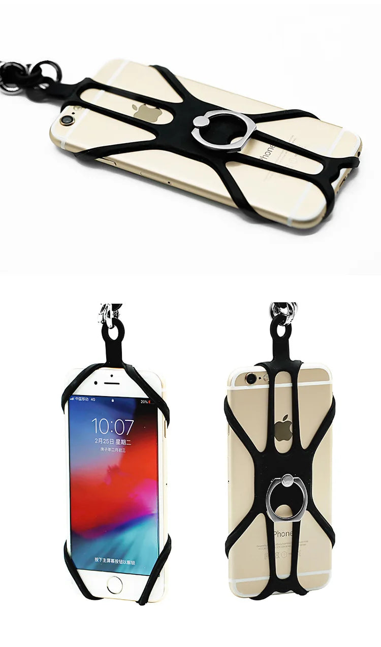 Universal Silicone Phone Lanyard — Sports Strap, Ring Holder, Neck Sling Rope & Mobile Phone Chain
