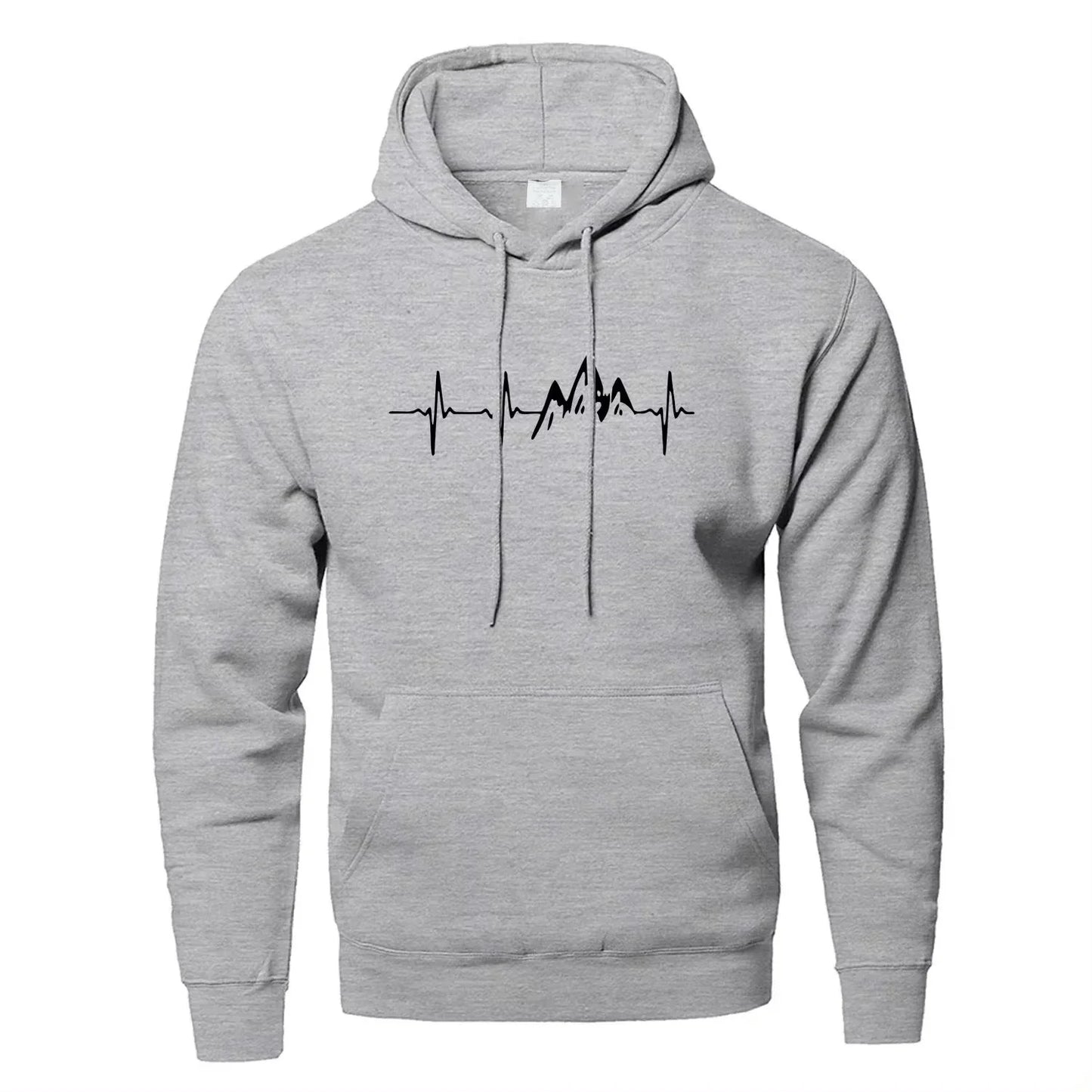 Mountain Heartbeat Hoodie – Teen Sweatshirt, Autumn Long Sleeve Hooded Sportswear in Black & Gray