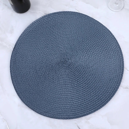 38cm Round Braided Tableware Mat – Washable, Anti-Slip, Heat-Resistant Dining Placemat and Drink Coaster for Home Decor
