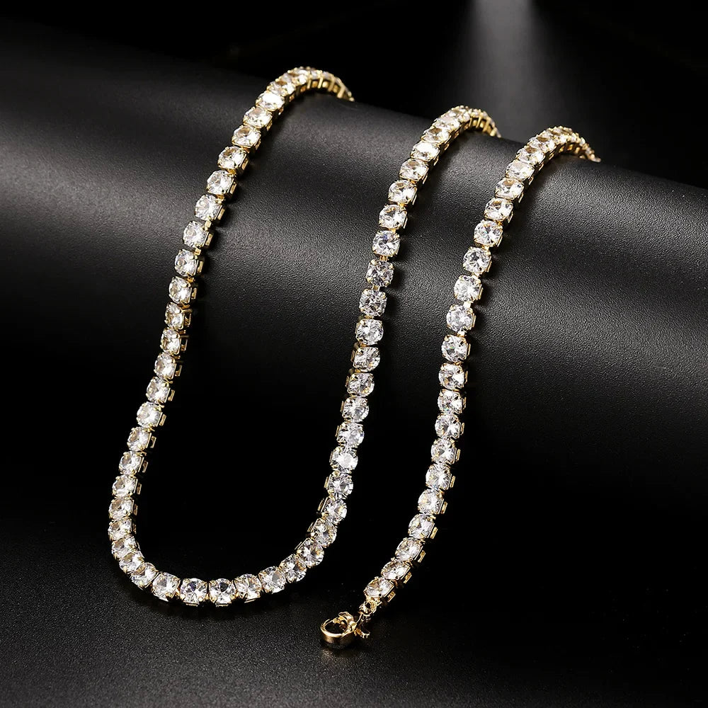 Luxury Iced Out Tennis Chain Choker Necklace – Cubic Zircon Crystal Hip Hop Jewelry for Women OHN016