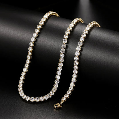 Luxury Iced Out Tennis Chain Choker Necklace – Cubic Zircon Crystal Hip Hop Jewelry for Women OHN016