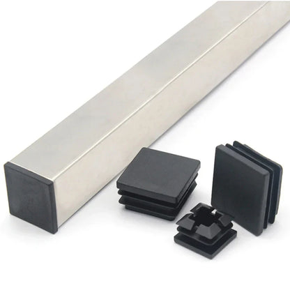 Black Square Tube End Caps - Plastic Blanking Plugs for Furniture, Tables & Chairs 10-100mm