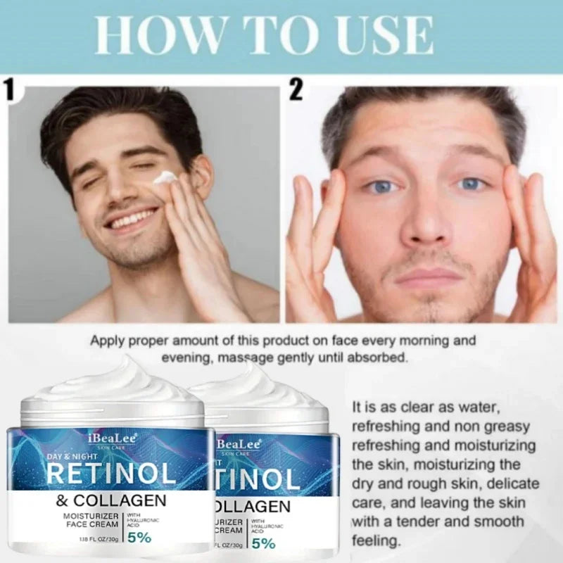 Men’s Retinol Anti-Wrinkle Cream – Collagen Firming Moisturizer for Face & Neck, Korean Anti-Aging Skin Care