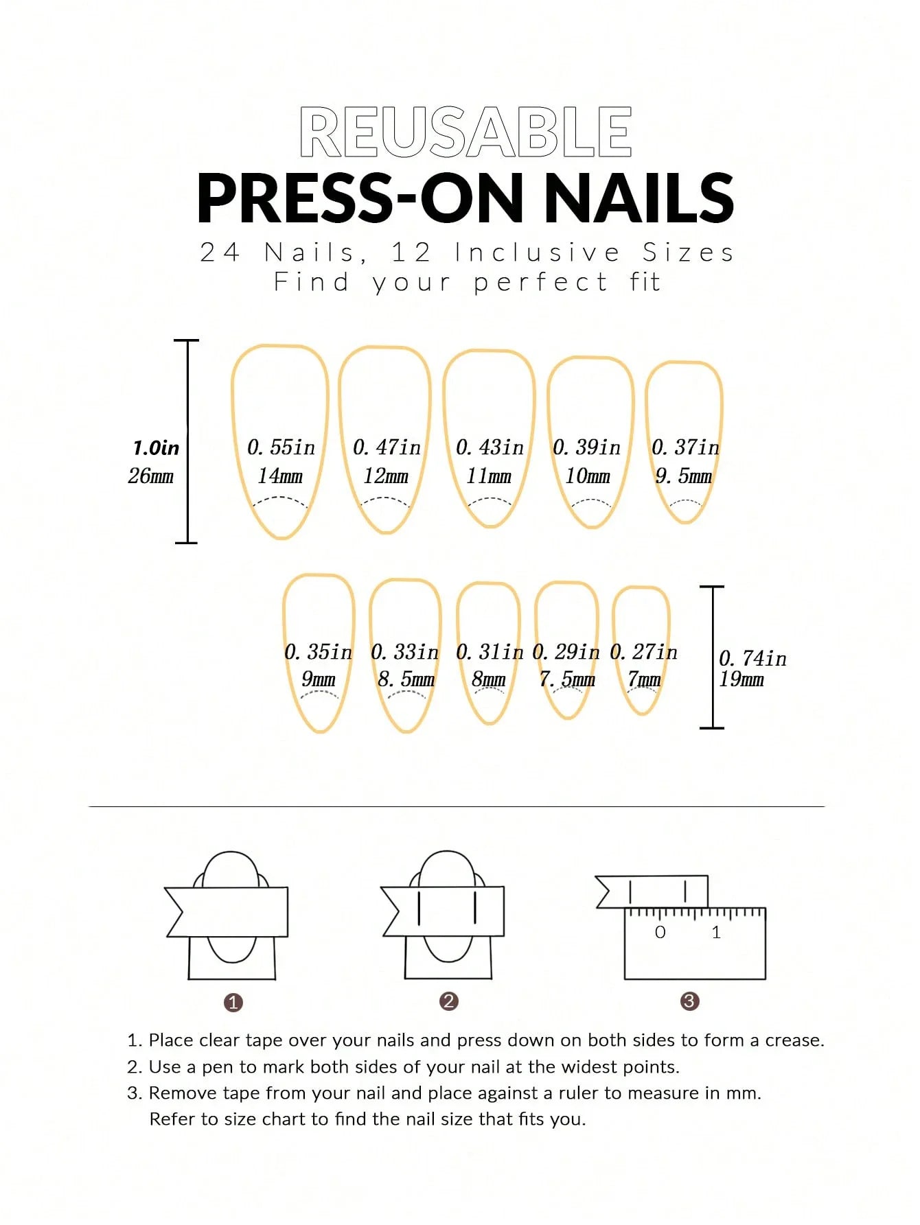 24-Piece Black Square Press-On Nails - Long Ballet Almond False Nail Tips for Women & Nail Art