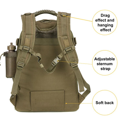 65L Tactical Outdoor Backpack — Large Capacity Military Hiking & Camping Rucksack for Men