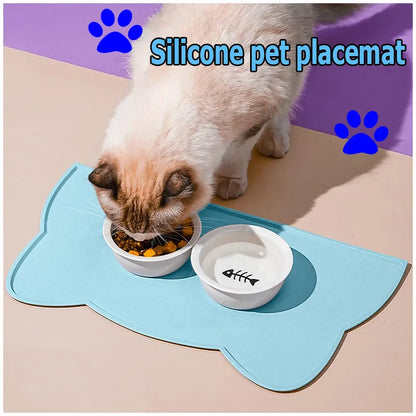 Non-Stick Waterproof Silicone Pet Feeding Mat: Dog & Cat Bowl Pad for Clean Feeding - Puppy Feeder Tray with Water Cushion Placemat