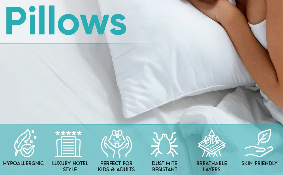 100% Goose Down Pillow – Luxury Five-Star Hotel Quality, Soft & Supportive Sleep Pillow, Single Size