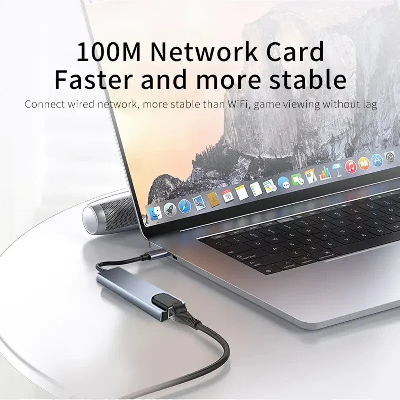 8-in-1 USB-C Hub 3.0 Splitter – 4K Docking Station Adapter with PD, SD, TF, RJ45, HDMI for MacBook Air M1, iPad Pro