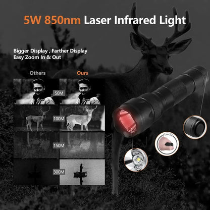 Night Vision Rifle Scope – IR850 Infrared Tactical Monocular with MOA Recording & Range Finder