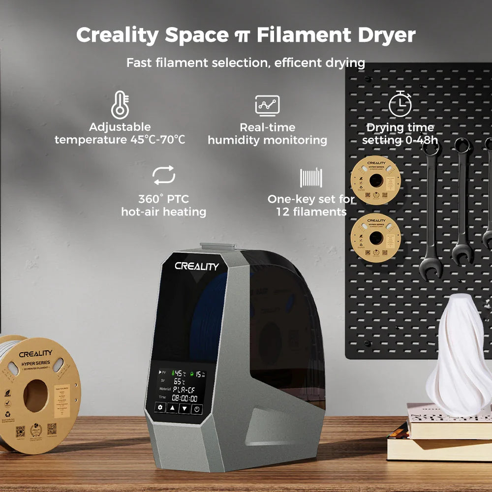 Creality Space π Filament Dryer Box - 360° Hot-Air Heating | Supports 1.75mm & 2.85mm Filaments with 48-Hour Timer and Real-Time Monitoring