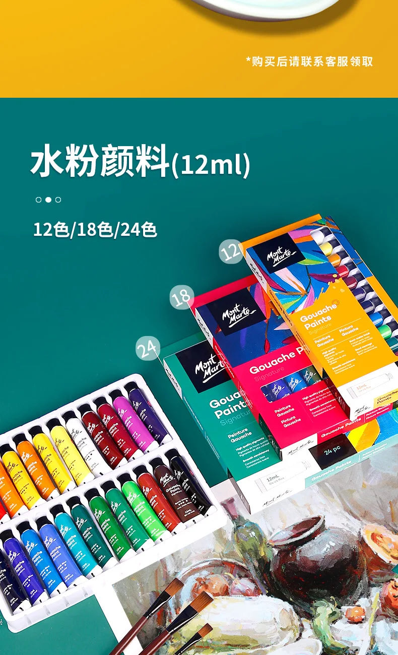 12/24/36 Colors Gouache Paint Set – 6ml Tubes with Rich Vivid Colors for Artists, Students & Beginners