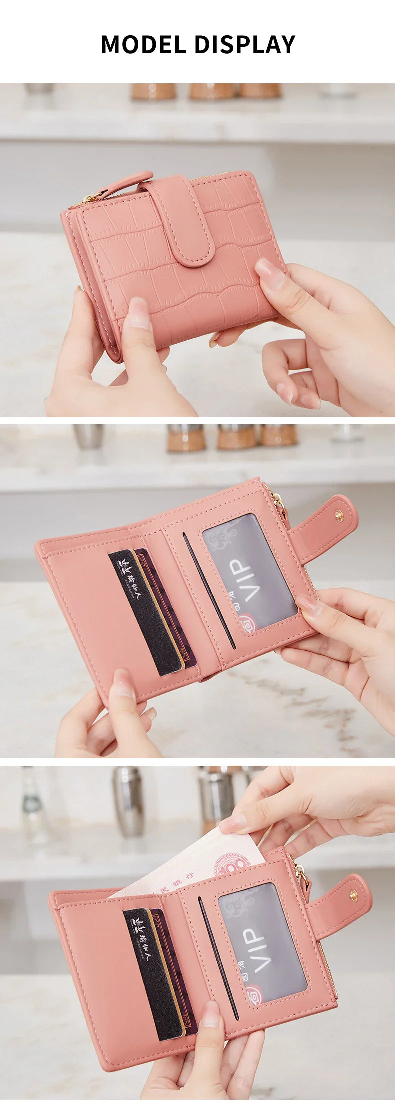 2024 New Minimalist Women’s Wallet — High-Quality PU Leather Short Coin Purse, Fashionable Double-Fold Zero Wallet Holder