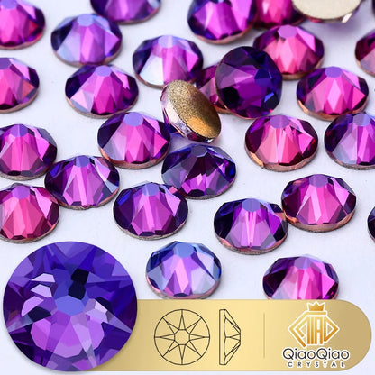 QIAO 2088 Crystal Nail Art Rhinestones — Flat Back Non-Hotfix Strass for DIY Nail Decorations (8 Big + 8 Small)