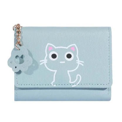 2023 New Cat-Themed Mini Wallet for Women - Cute and Fashionable Short Fold Design with Personalized Student Style
