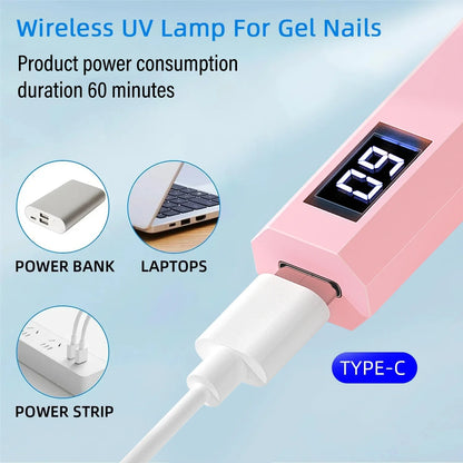 Portable Mini Nail Lamp with Timing Display – Rechargeable UV LED Flashlight Nail Dryer for Quick Family Use