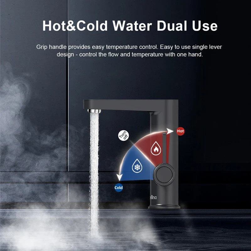 Briwellna Electric Water Heater Faucet - 2-in-1 Basin Tap Tankless Instant Hot Water Geyser 220V for Home Use