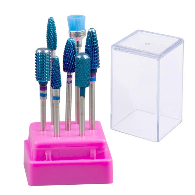 7pcs Nail Art Tungsten Steel Milling Cutter Set - Ceramic Nail Drill Bits for Electric Nail Machine & Pedicure Tool Accessories