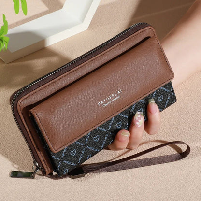 Classic Men’s Faux Leather Wallet – Bifold with Snap Closure, Zipper Card Holder & Photo Slot, Color Block Design