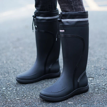Men’s & Women’s High-End Rain Boots – Waterproof, Non-Slip Short & Mid-Calf Rubber Boots with Drawstring