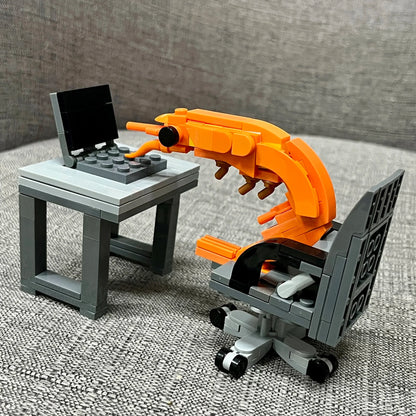 MOC Shrimp Building Block Figurines – Creative Puzzle Toy for Boys & Girls, Internet Celebrity Parody