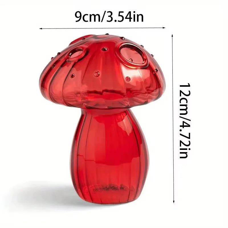 Colourful Mushroom Vase, Creative Hydroponic Transparent Glass Aromatherapy Vase, Living Room and Dining Room Desktop Art Decoration