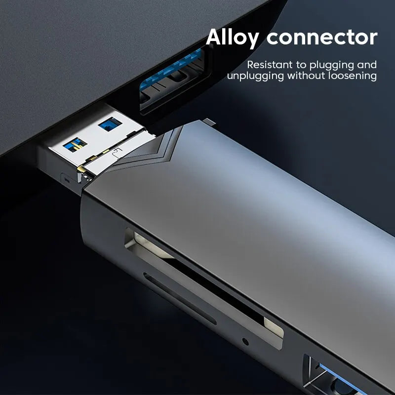 6 in 1 Multifunction USB 3.0 Card Reader: U Disk Type C/Micro USB/TF/SD Flash Drive Memory Card Reading Adapter - Phone Accessories