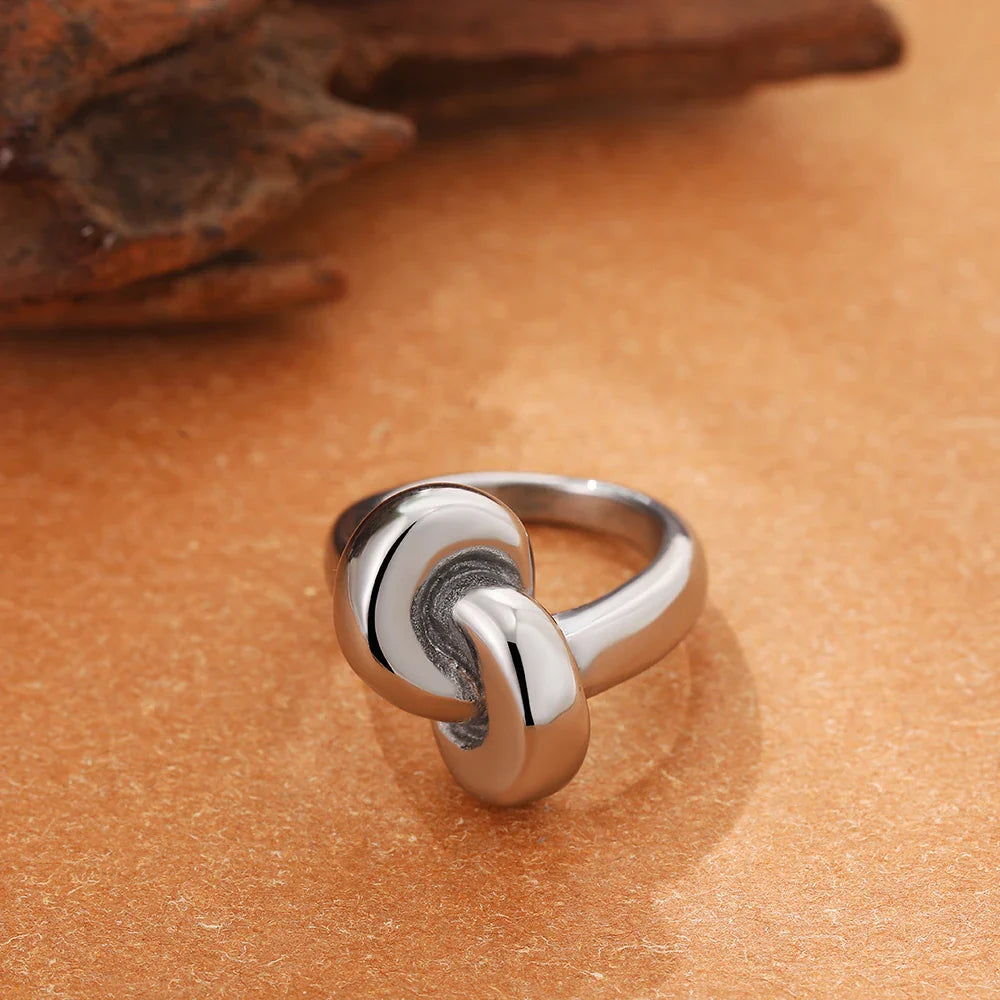 Vintage Stainless Steel Chunky Ring – Punk Irregular Adjustable Open Ring for Women, Wedding Jewelry Gift
