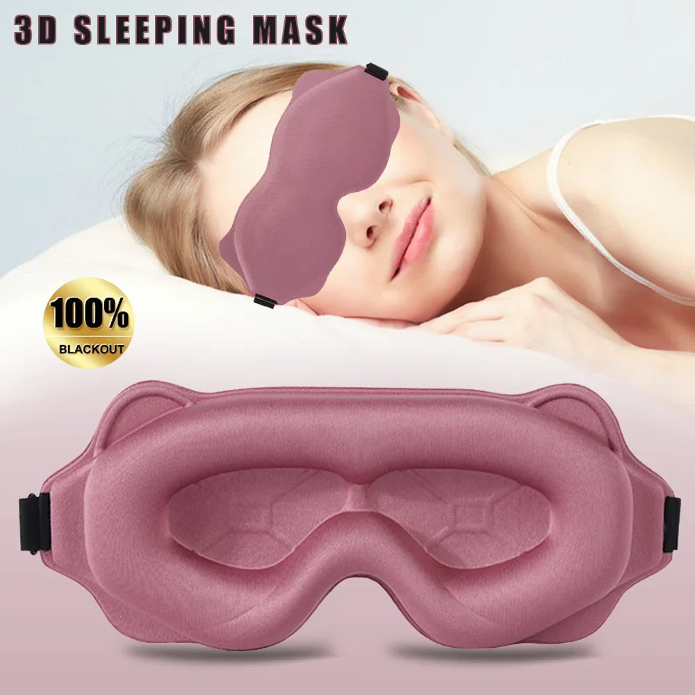 3D Padded Sleep Mask for Eyes — Soft Light-Blocking Eyepatch, Sleeping Aid & Eye Shade Blindfold