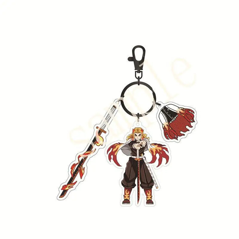 Anime Demon Slayer Acrylic Keychain – Tanjiro & Nezuko Kamado Cartoon Schoolbag Pendant Character Charm Kids Gift Accessories