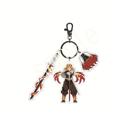 Anime Demon Slayer Acrylic Keychain – Tanjiro & Nezuko Kamado Cartoon Schoolbag Pendant Character Charm Kids Gift Accessories