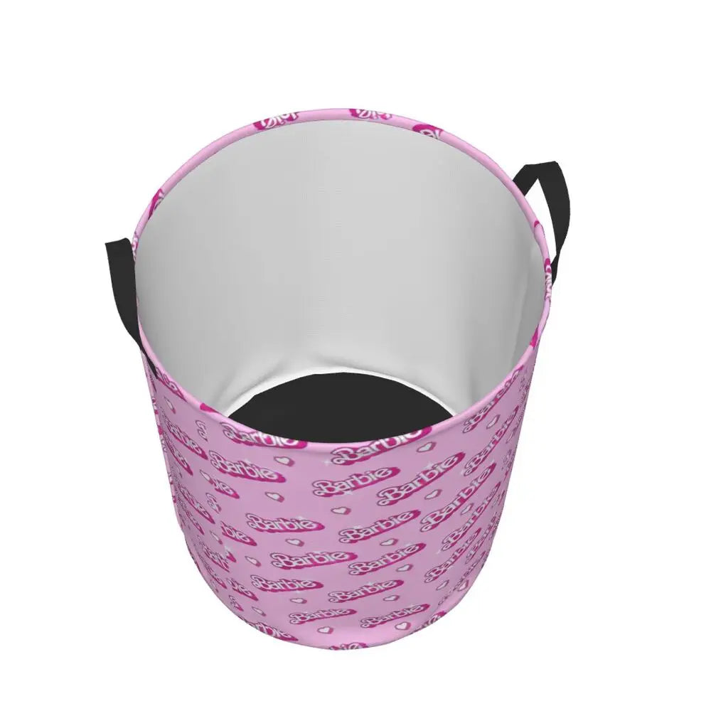 Custom Barbie Logo Laundry Basket – Collapsible Large Capacity Clothes Storage Bin, Disney Baby Hamper