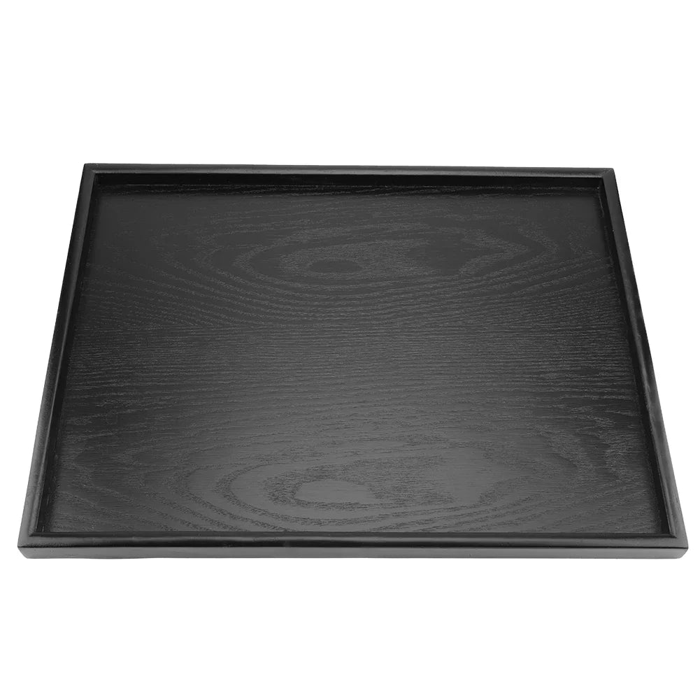 Black Wood Rectangular Tea Tray – Decorative Serving Plate for Cups, Desserts, Candy & Restaurant Use