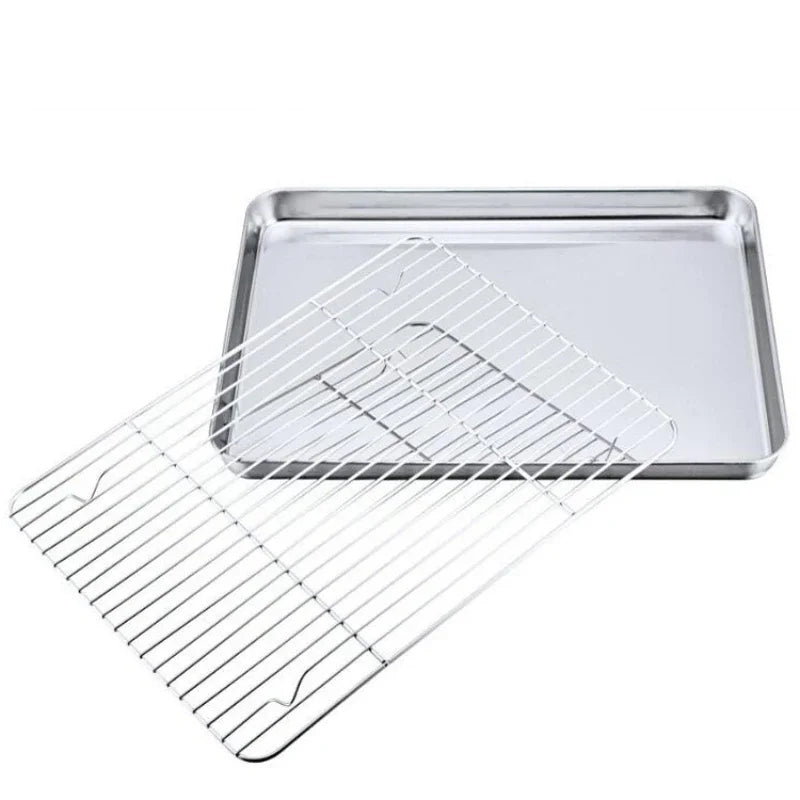Stainless Steel Baking Tray with Removable Cooling Rack – Non-Toxic Oven & BBQ Sheet Pan, Dishwasher Safe
