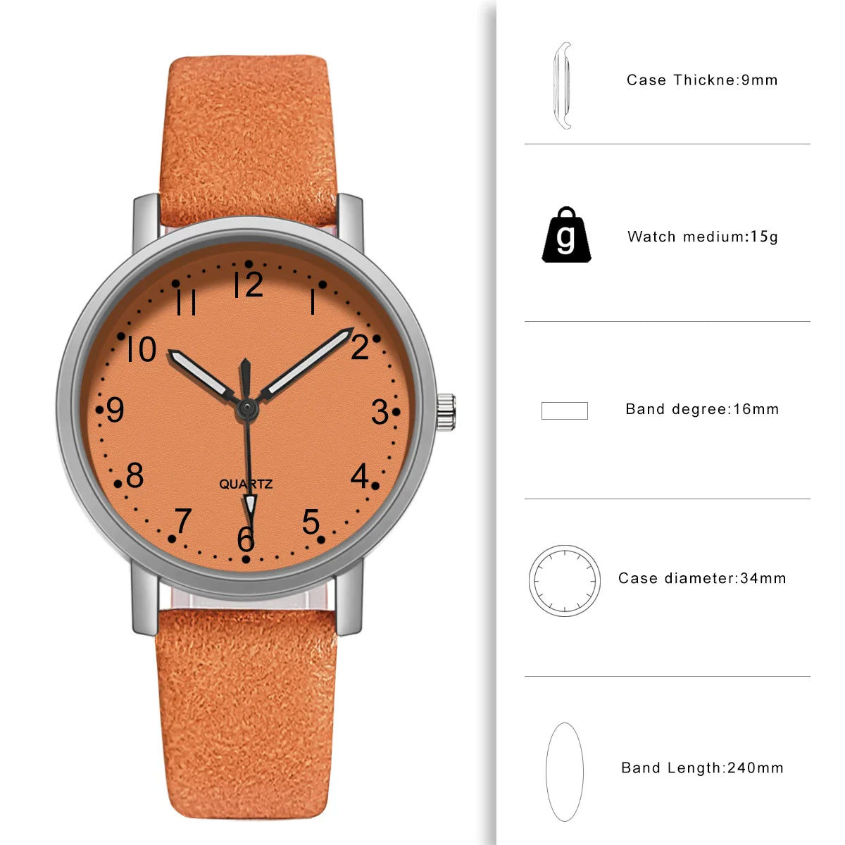 Vintage Women’s Quartz Watch – Leather Strap Wristwatch, Elegant Ladies Watch Gift